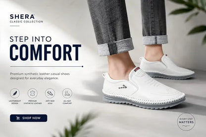 👟 112 White Synthetic Leather Casual Shoes For Men