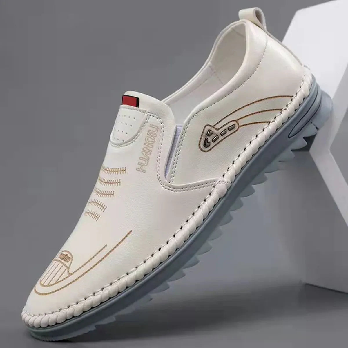 👟 112 White Synthetic Leather Casual Shoes For Men