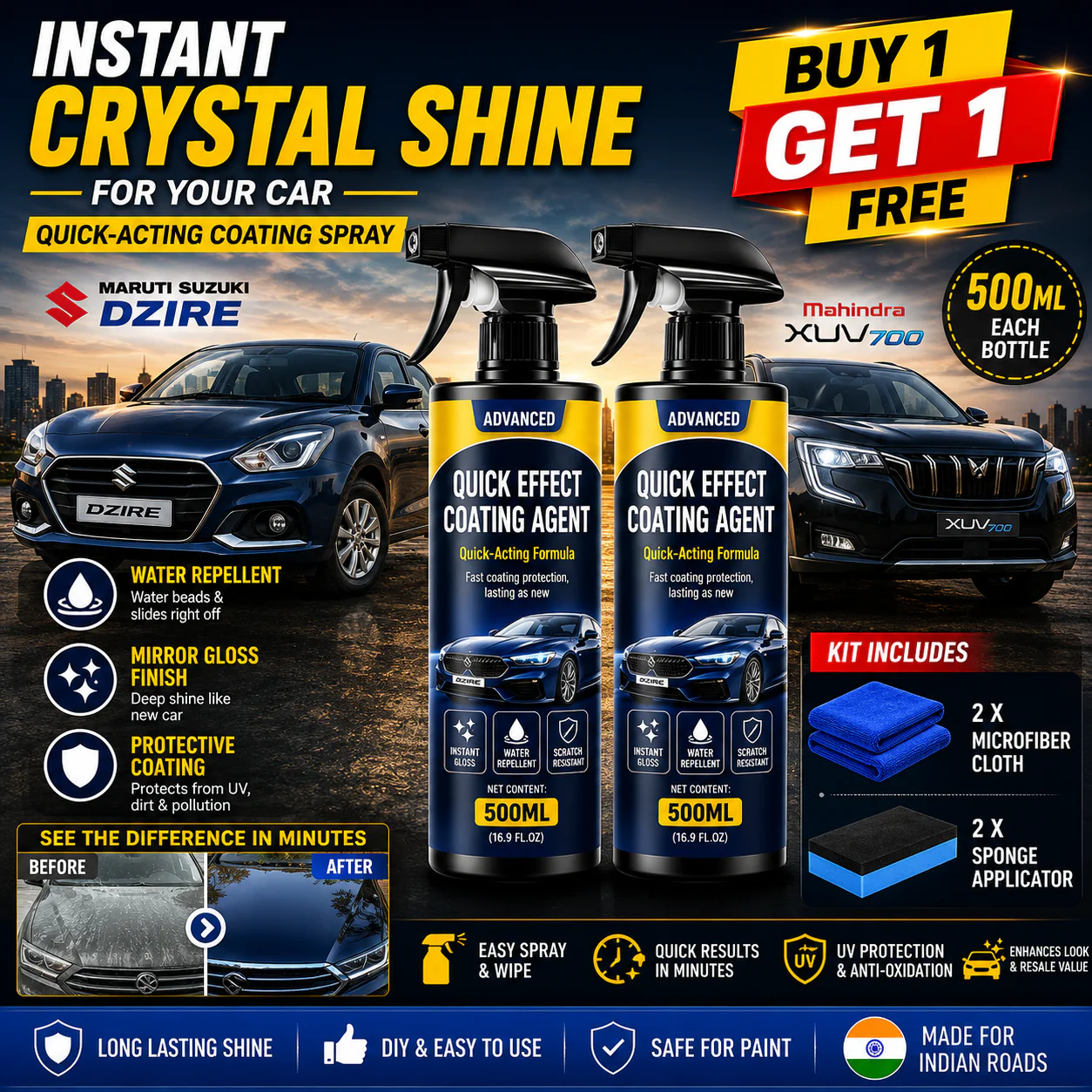 Advanced Car Quick-Acting Coating Agent Spray Kit 🚗✨ | BUY 1 GET 1 FREE