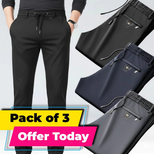 Pack of 3 Mega-Offer 😍 Premium-Quality Smooth Soft Stretch Lycra Pants (Black, Grey And Dark Blue)